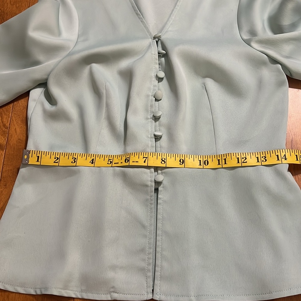 Topshop Pistachio Green Fitted Long Sleeve Top Button Detail Size 6 Pastel - Picture 6 of 11